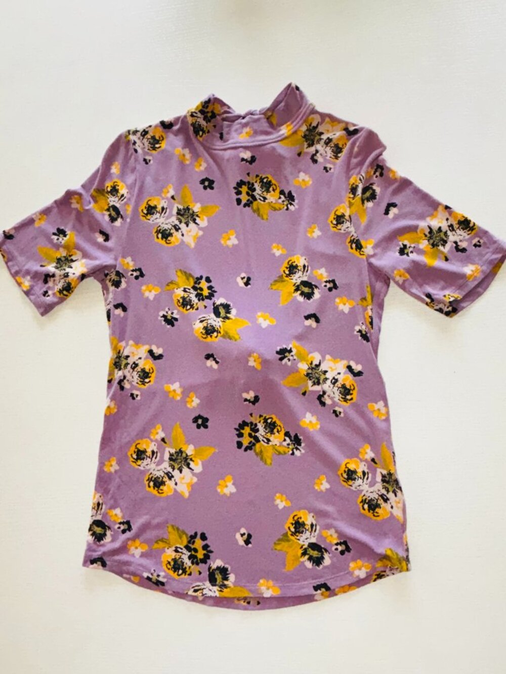 Free People Womens Medium Mod About You Top Open Back Lilac Purple Floral Blouse